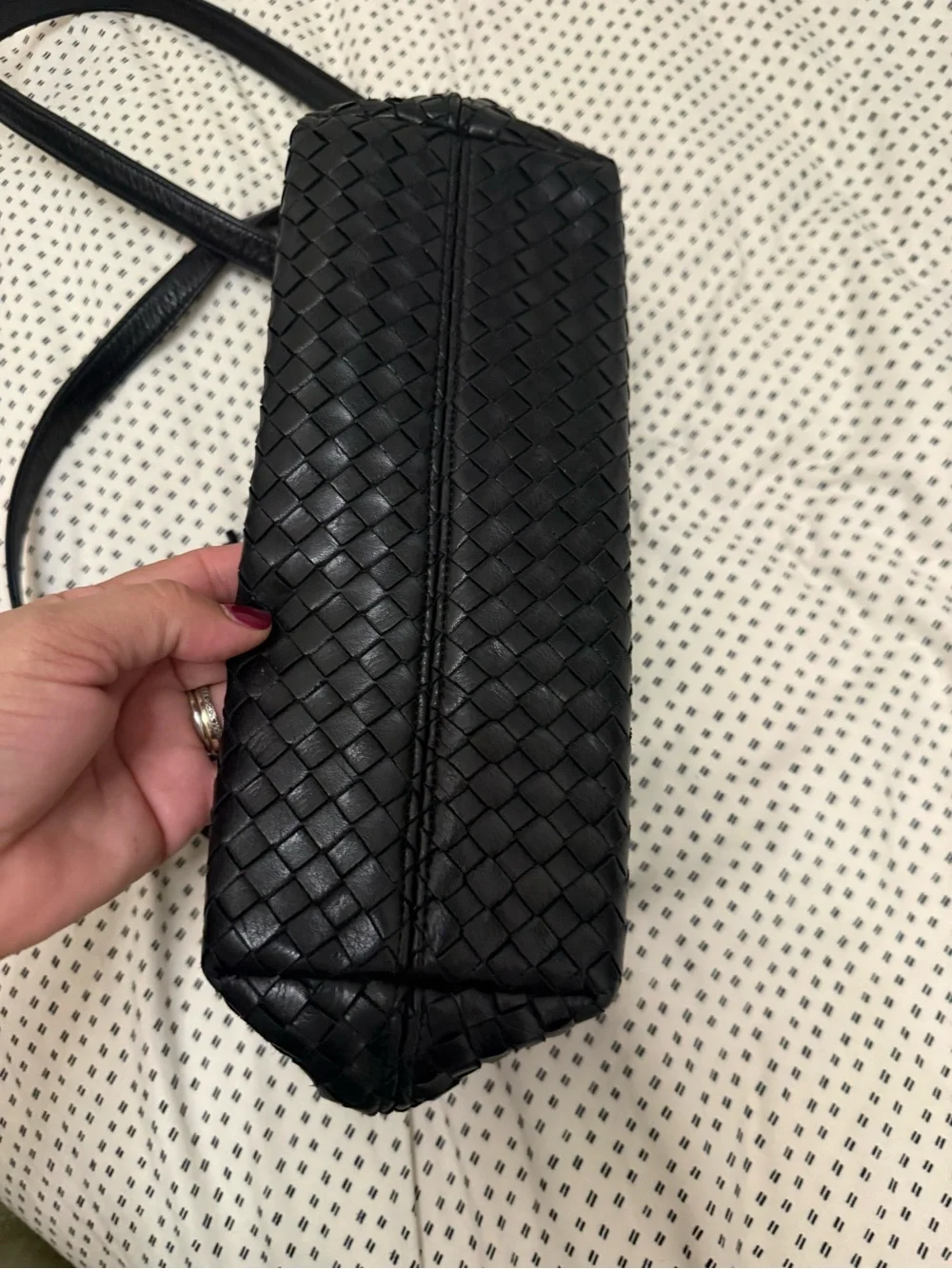 Black Woven Leather 3 Ways Bag with Tassel - Picture 3 of 14